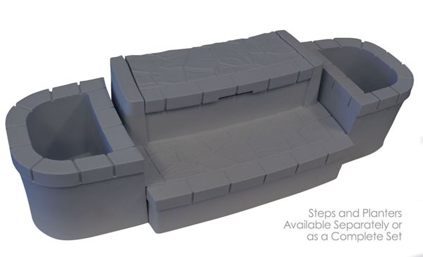 Storage Step With Planters Grey Storage Step With Planters Grey