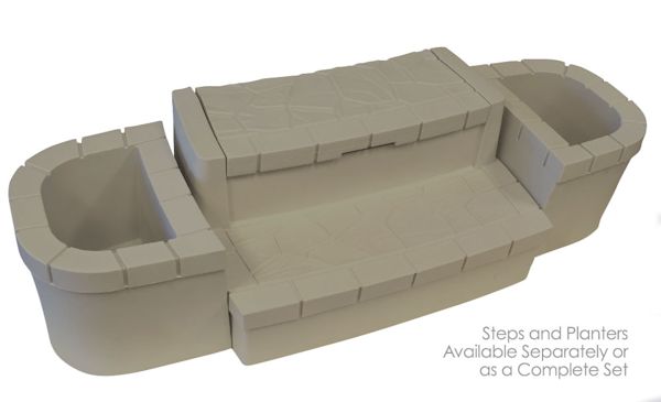 Storage Step With Planters Taupe Storage Step With Planters Taupe