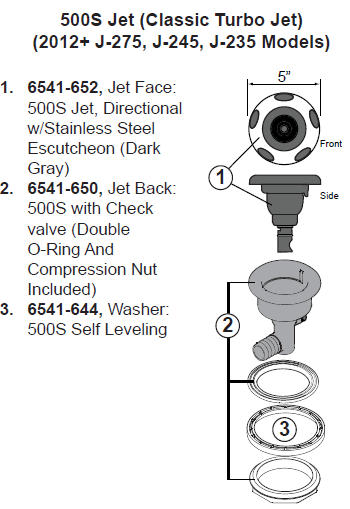 (image for) Jacuzzi J-200 Jet Parts 500S Turbo Jet 5" Jet Face